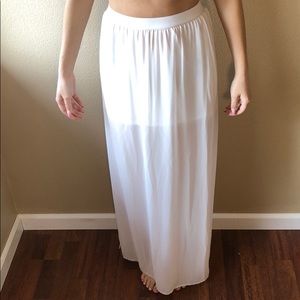 Mini skirt with long maxi overlay